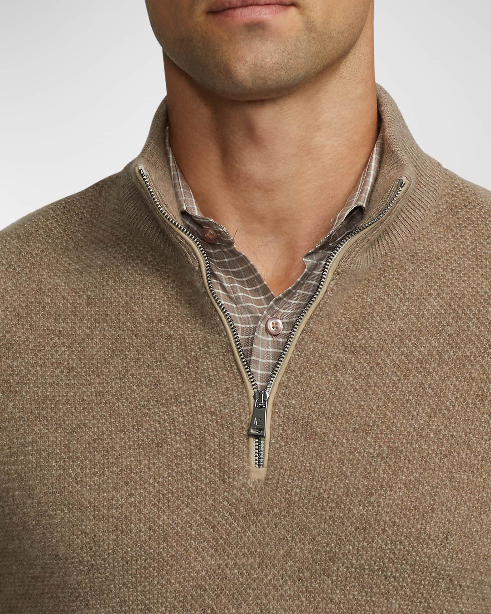 LP Style Cashmere Quarter Zip Almond detail 4