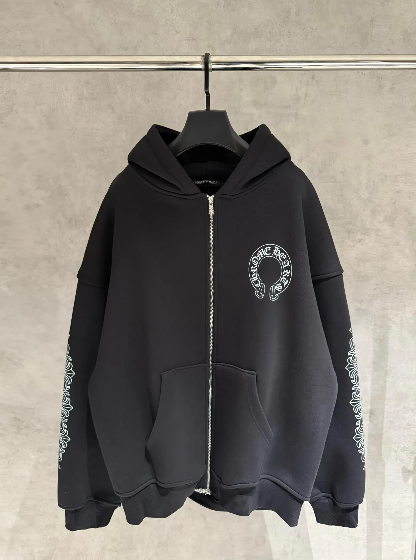 Chrome Hearts Style Zip Hoodie 142 Cement detail 2