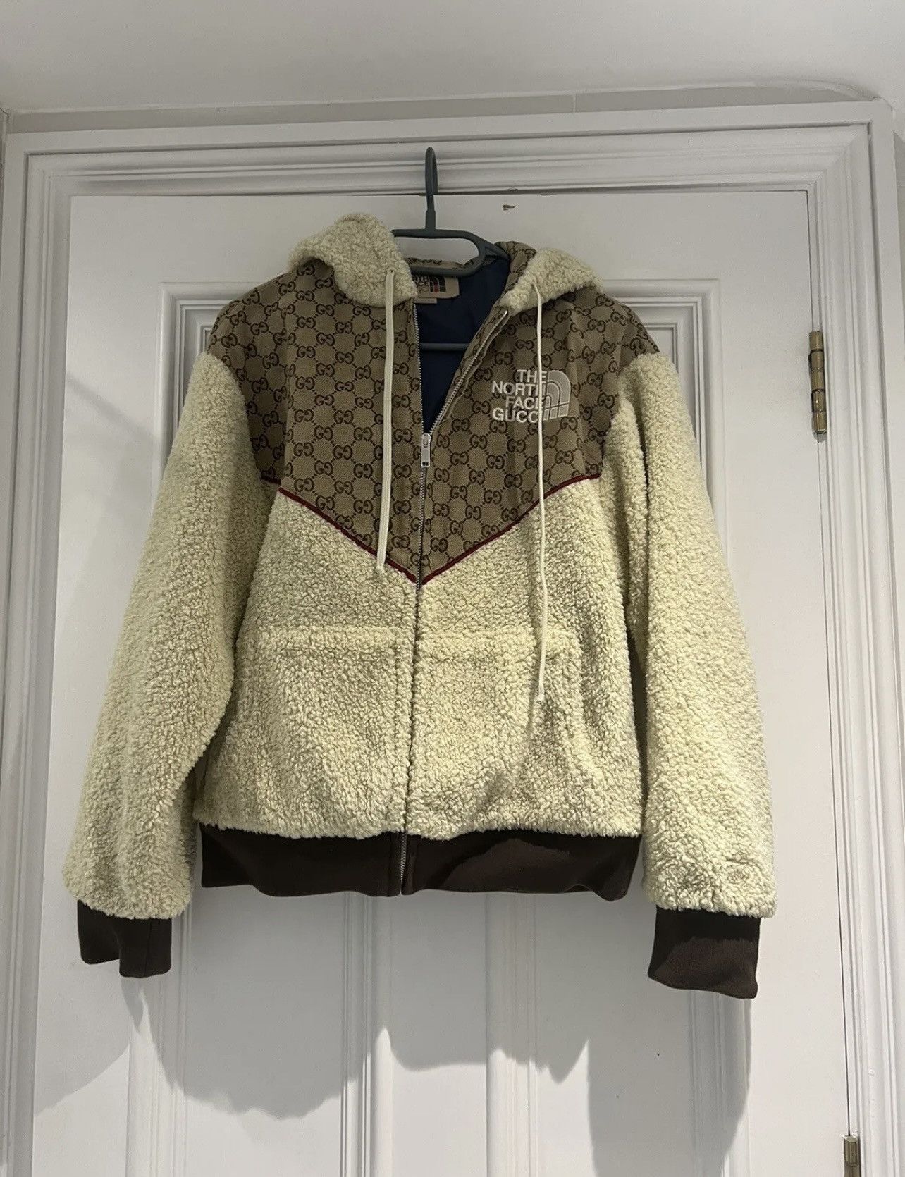 Gucci Style Sherpa Full-Zip 144 Cement detail 2