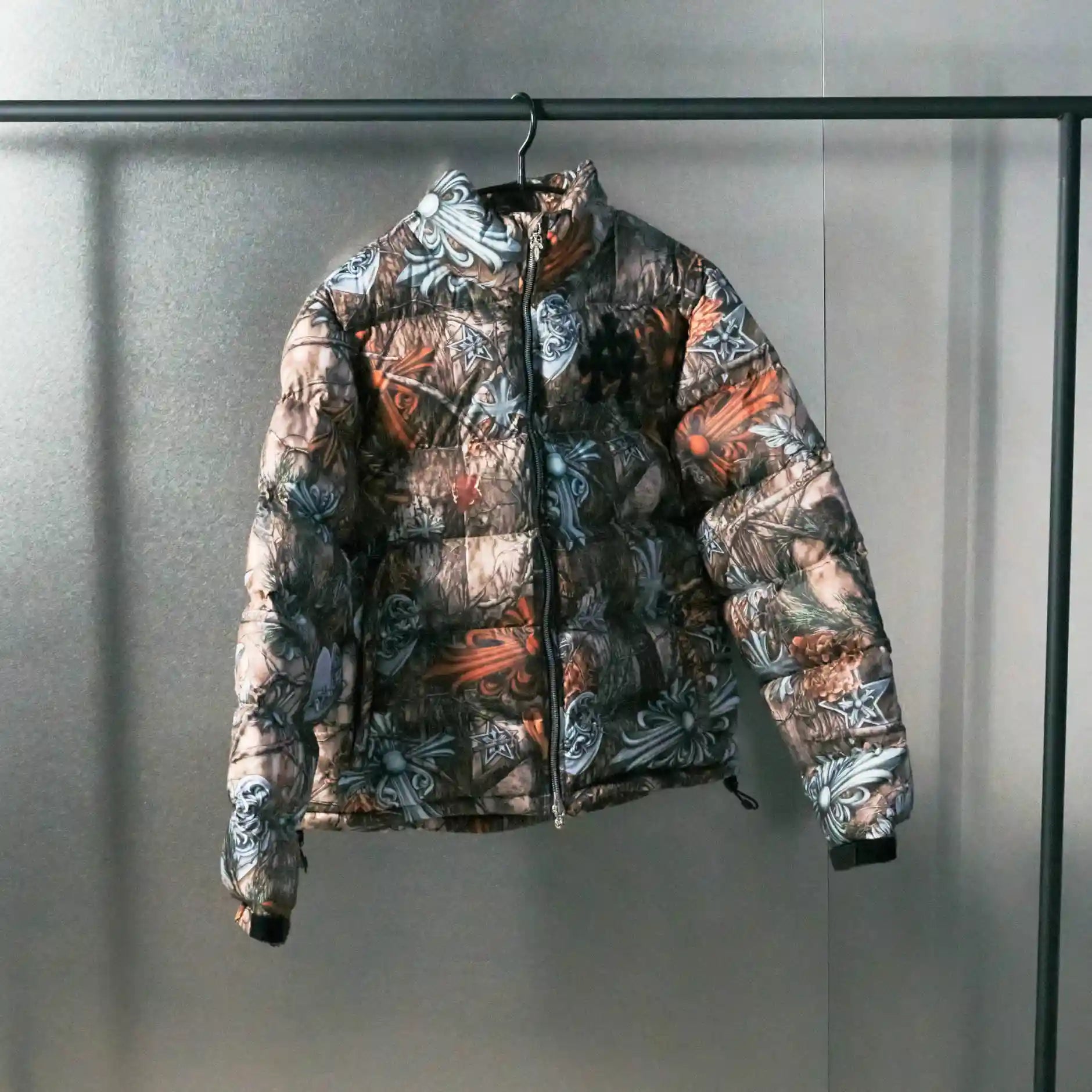 Chrome Hearts Style Puffer Jacket 155 Cherry detail 3