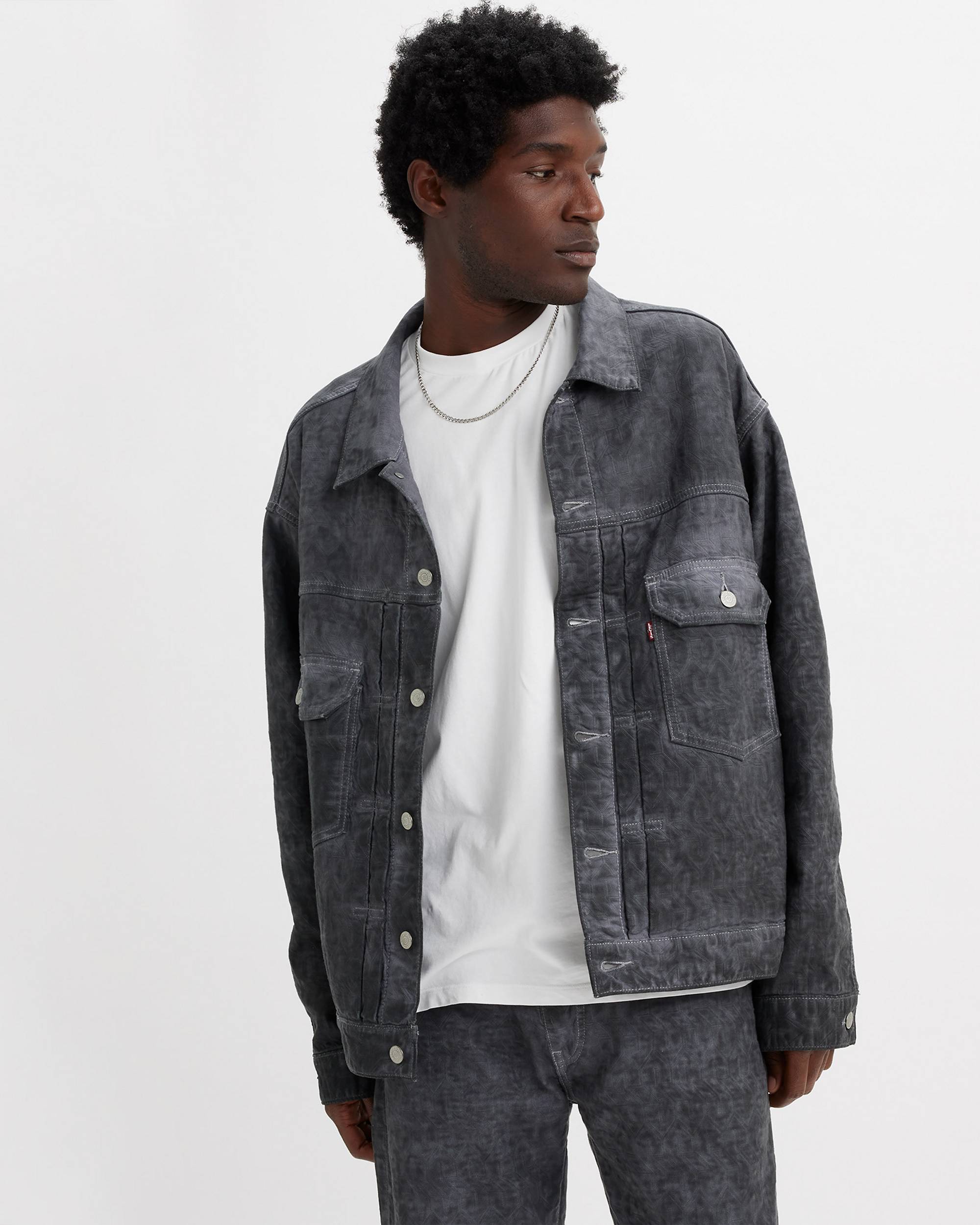 Stussy Style Denim Trucker 168 Charcoal detail 3