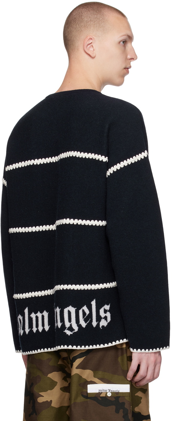 Palm Angels Style Knit Sweater 172 Navy detail 2