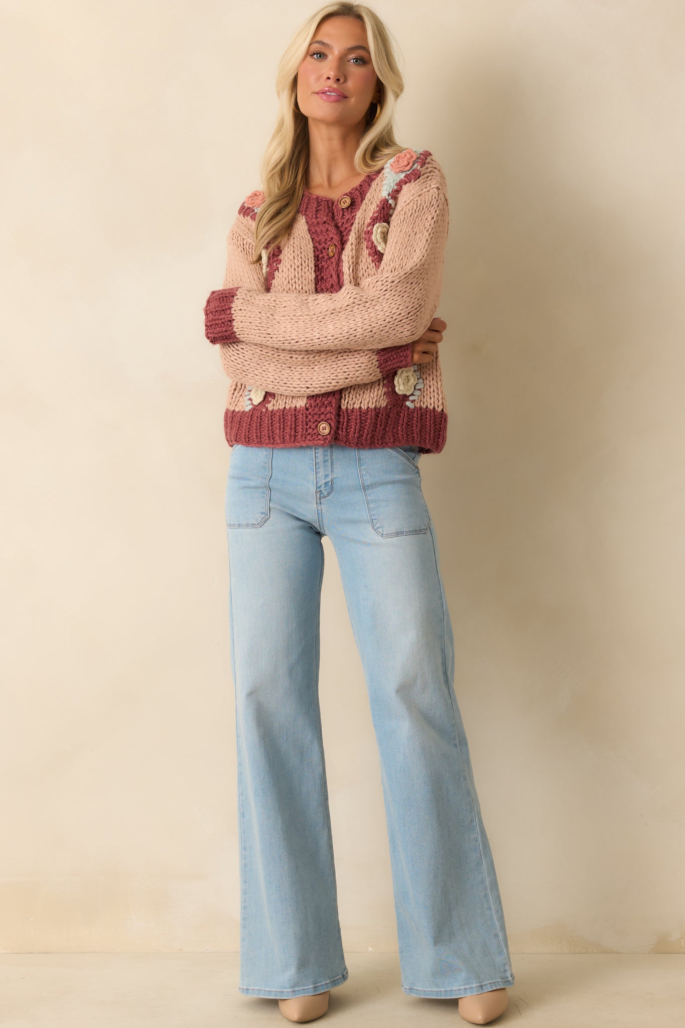 Celine Style Knit Sweater 177 Dusty Rose detail 2