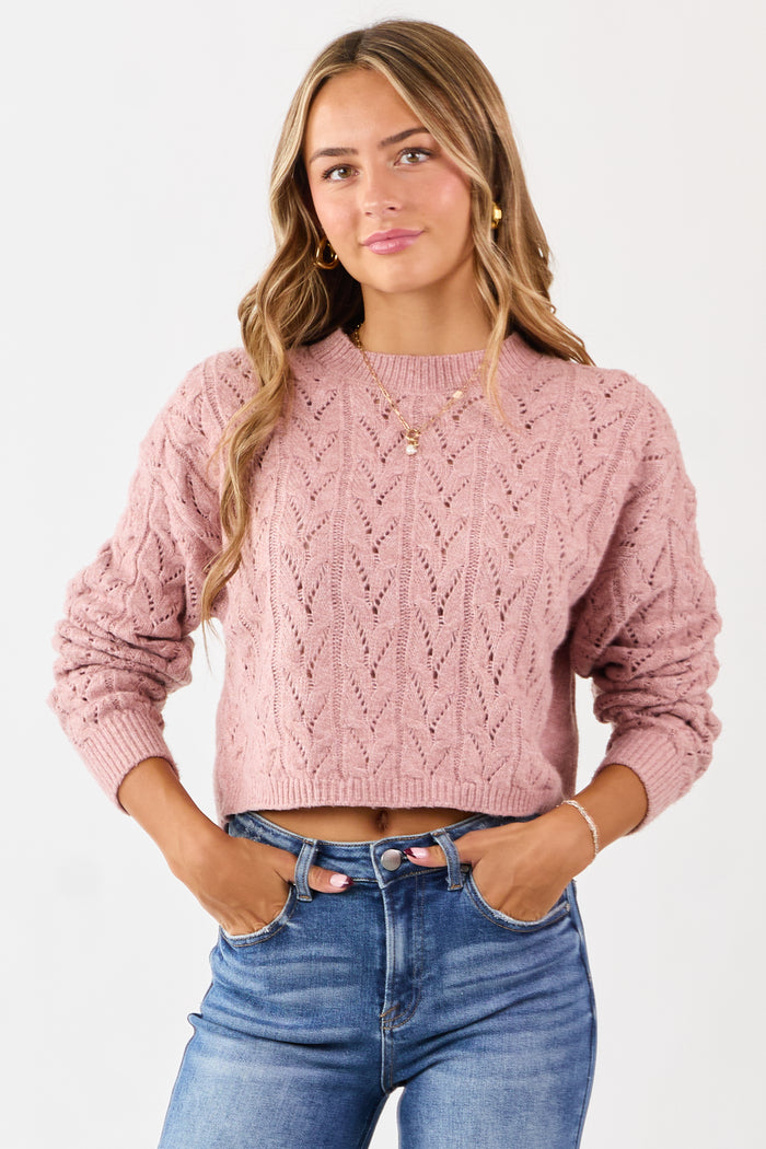 Celine Style Knit Sweater 177 Dusty Rose detail 3