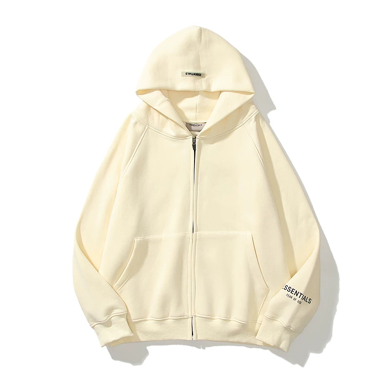 Essentials Style Zip Hoodie 188 Butter detail 4