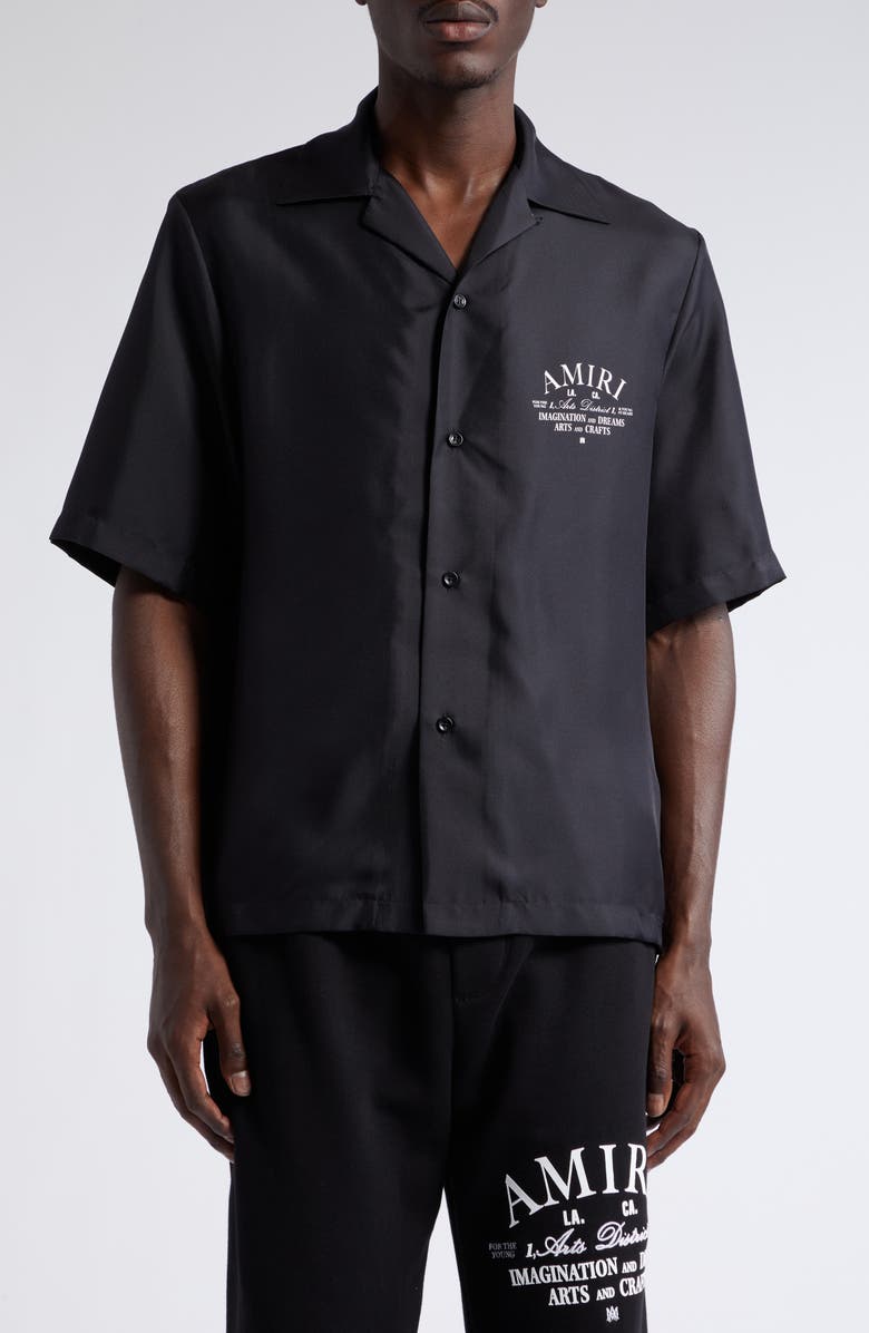 Amiri Style Bowling Shirt Ivory / Black detail 3