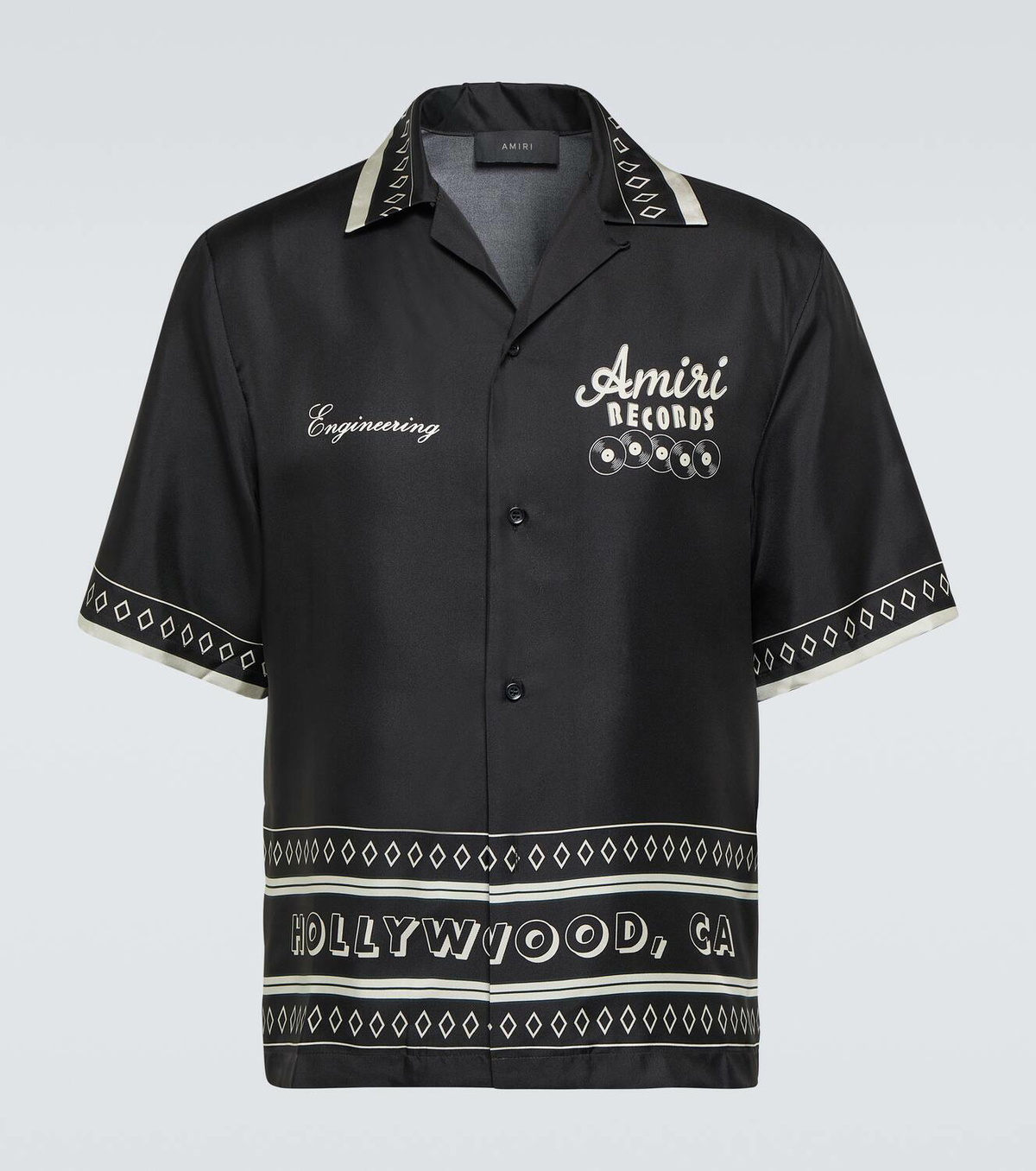 Amiri Style Bowling Shirt Ivory / Black detail 4