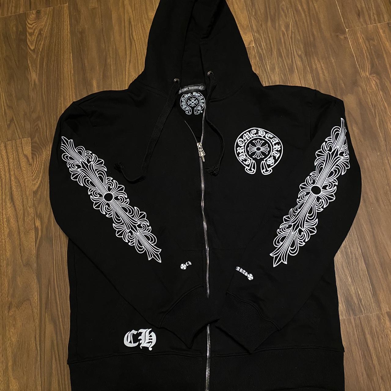 Chrome Hearts Style Zip Hoodie 235 Charcoal detail 3
