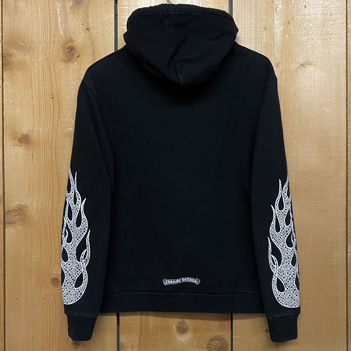 Chrome Hearts Style Cross Flame Hoodie Black detail 2