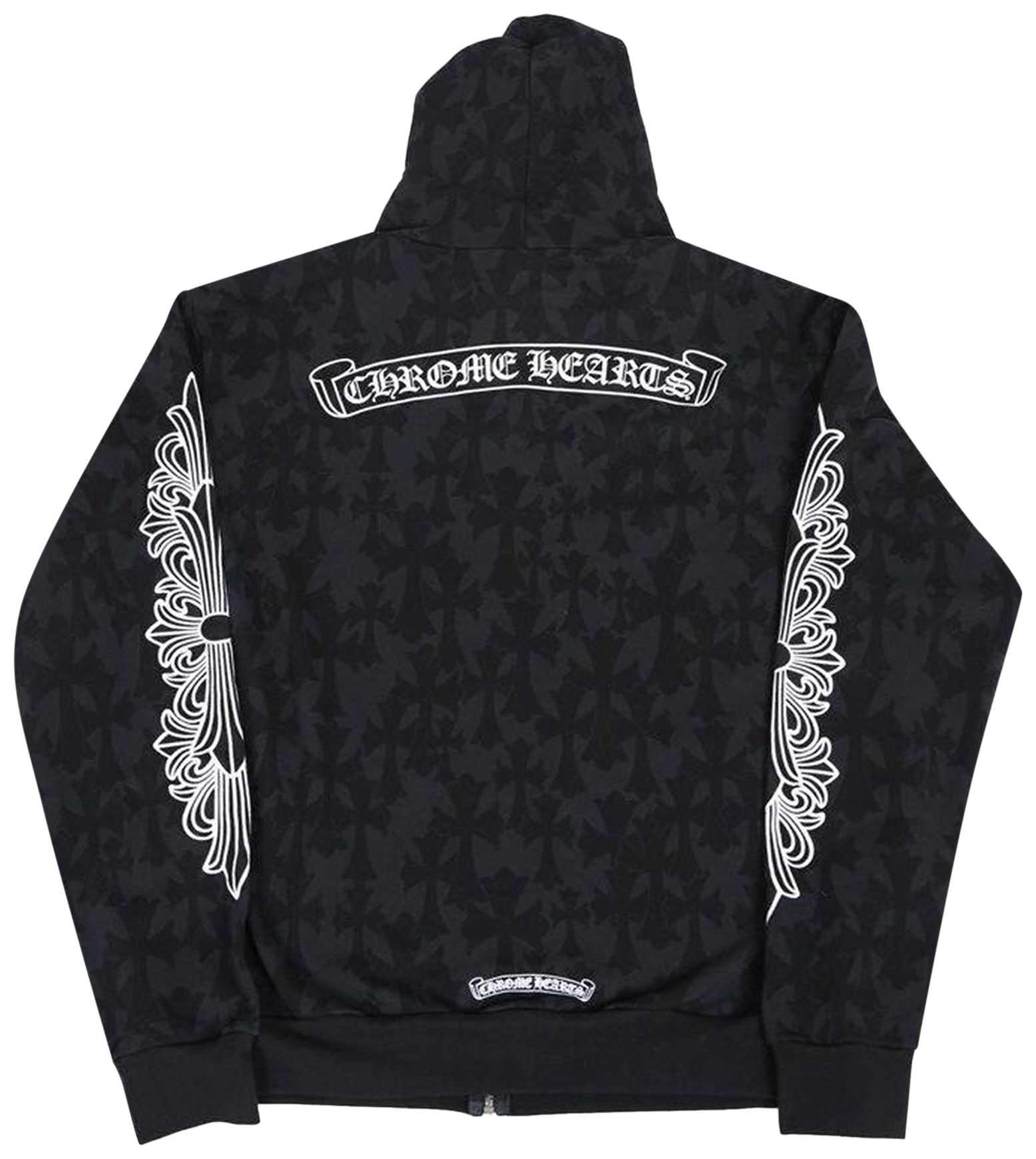 Chrome Hearts Style Cross Flame Hoodie Black detail 4