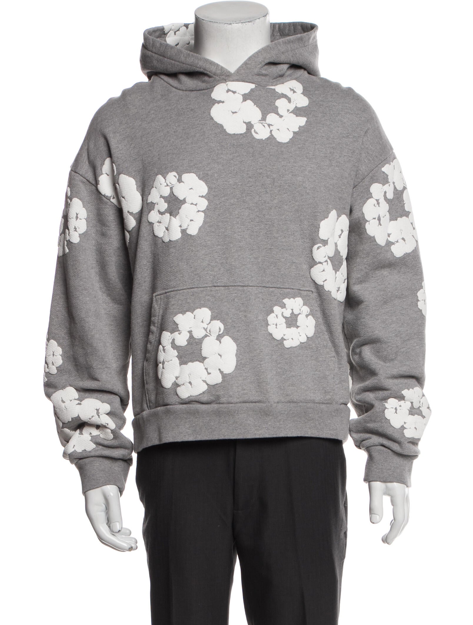 Denim Tears Style Cotton Wreath Sweatshirt Ash Grey detail 3
