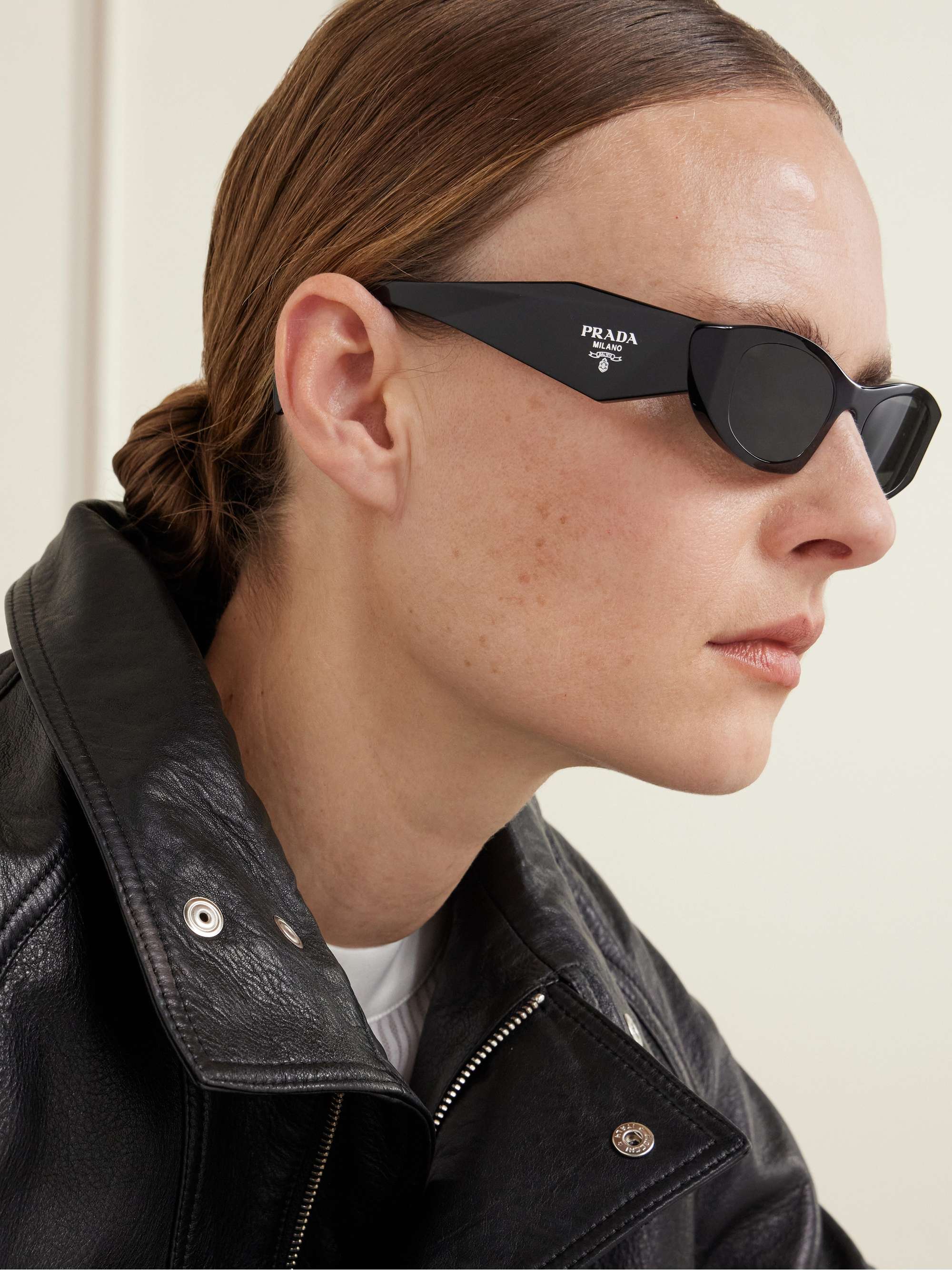 Prada Style Cat-Eye Acetate 70 Silver Mirror detail 2