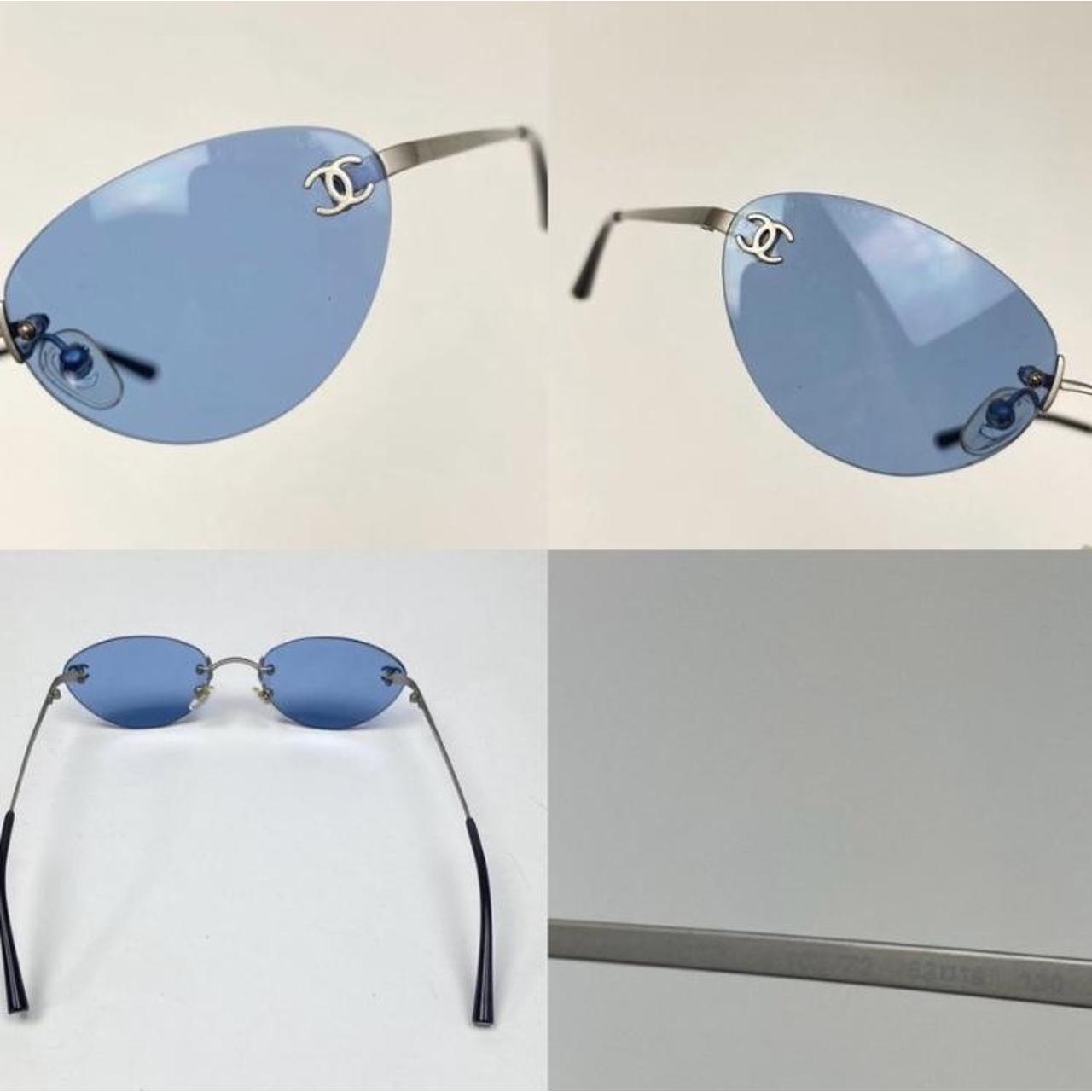 Chanel Style Rimless Rectangle 76 Blue Mirror detail 3