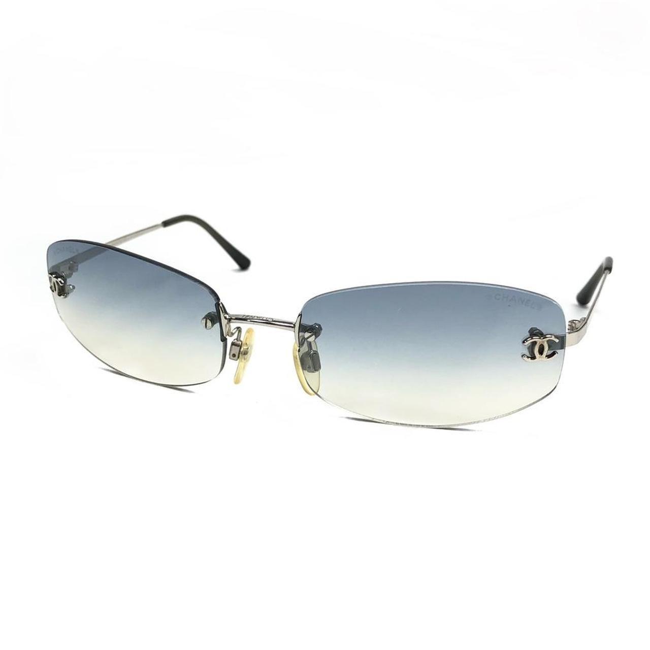 Chanel Style Rimless Rectangle 76 Blue Mirror detail 4