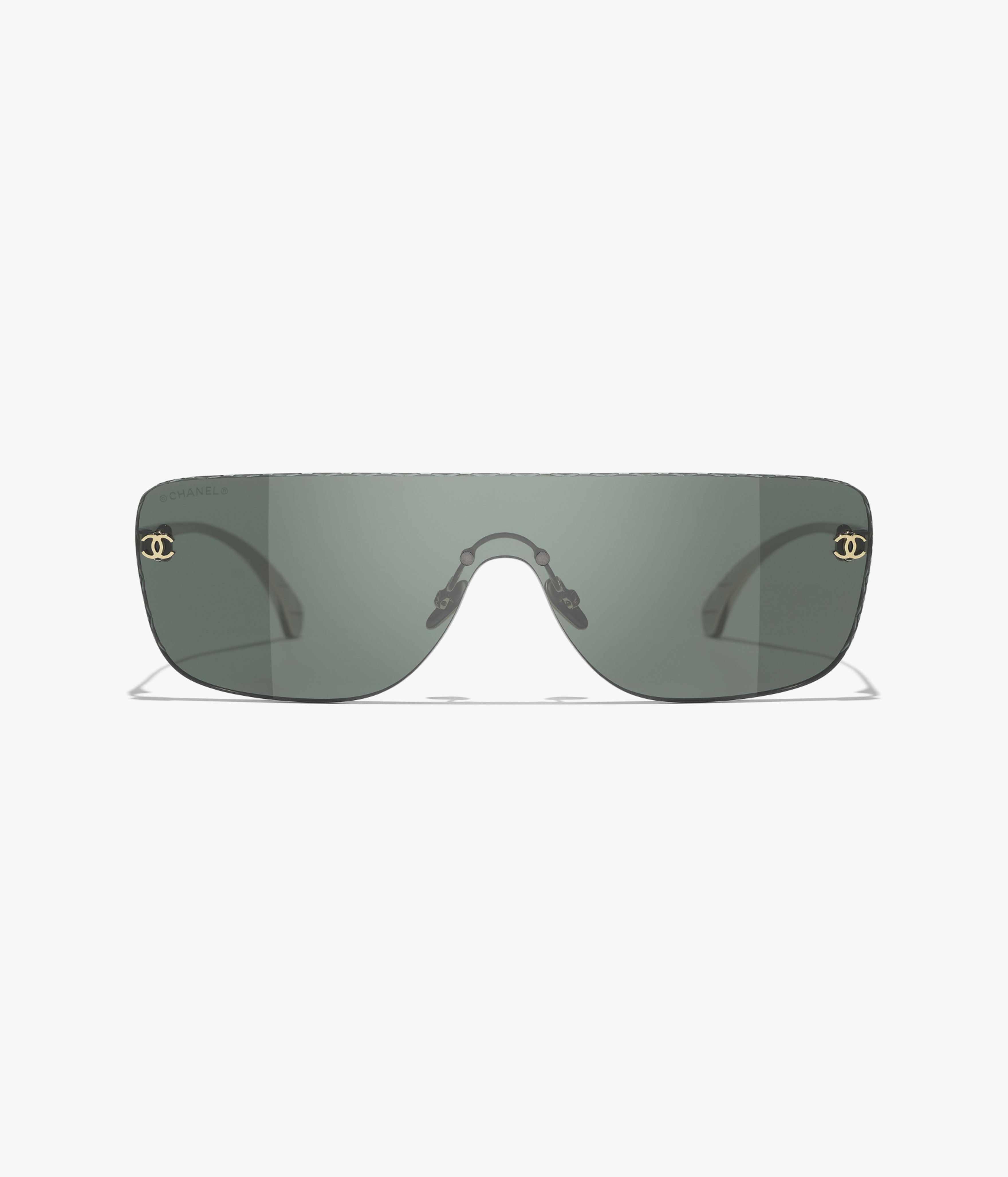 Chanel Style Shield Sunglasses 77 Green Classic detail 2