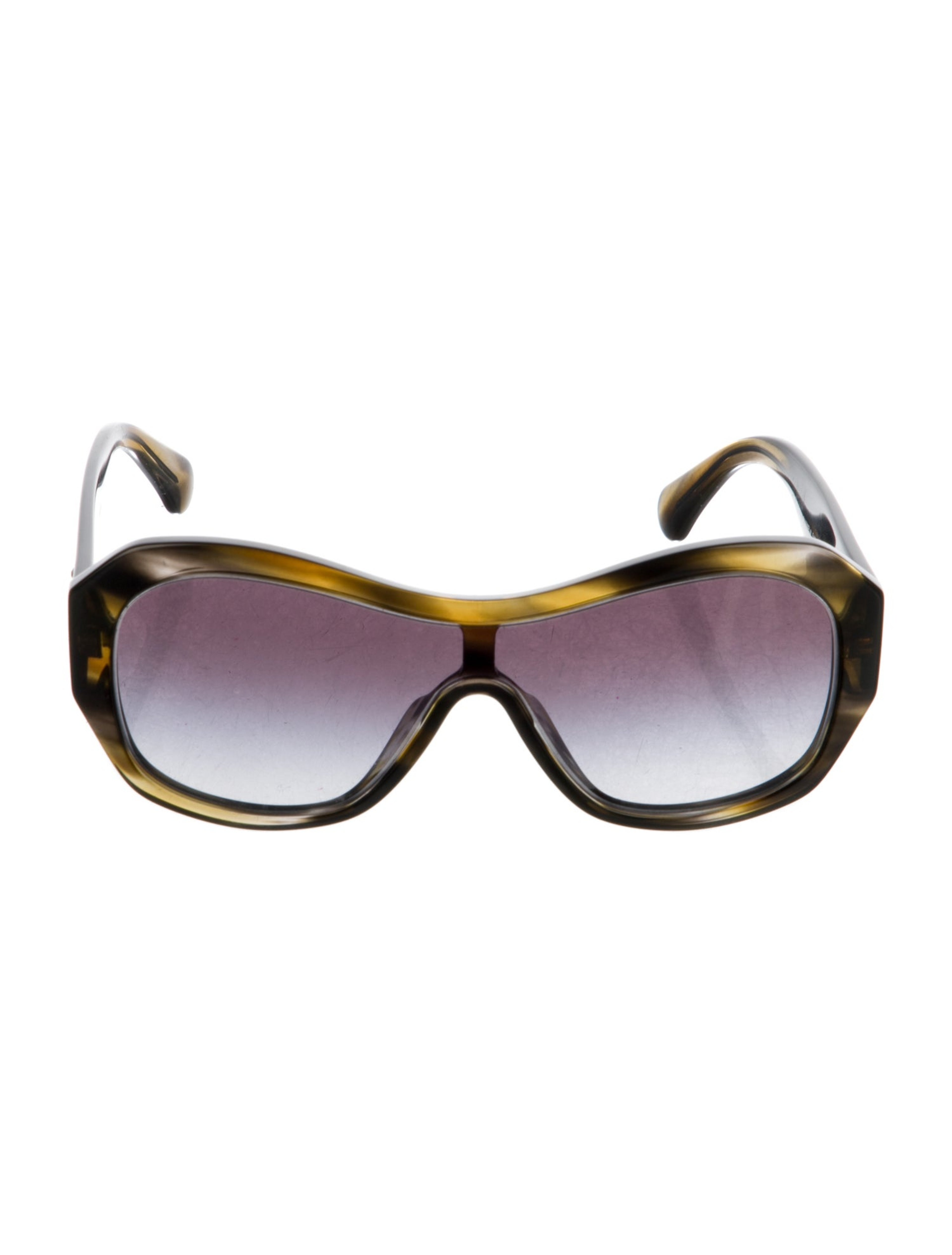 Chanel Style Shield Sunglasses 77 Green Classic detail 4