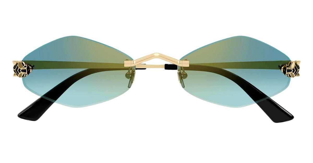 Cartier Style Panthère Aviator Gold / Green detail 2