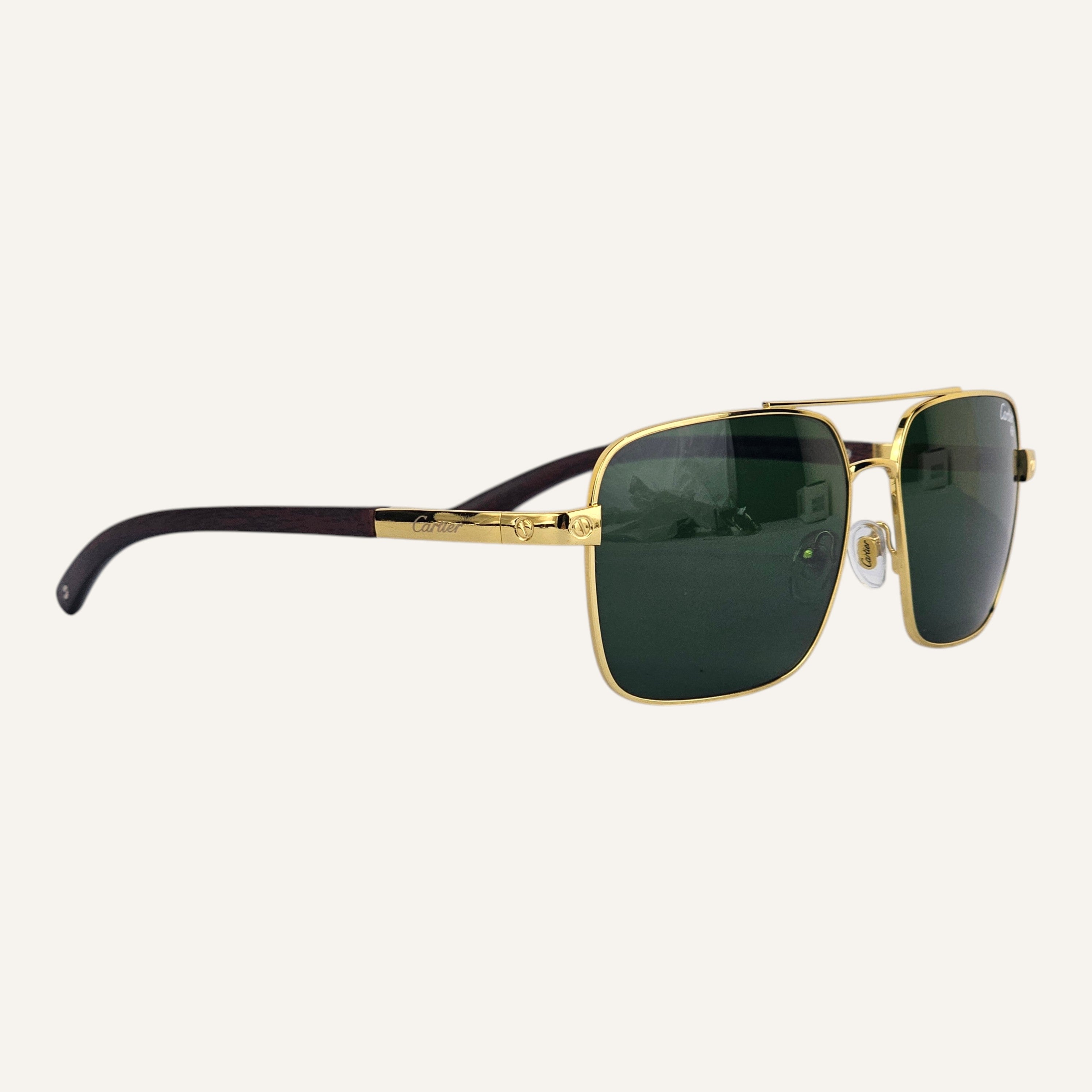 Cartier Style Panthère Aviator Gold / Green detail 3