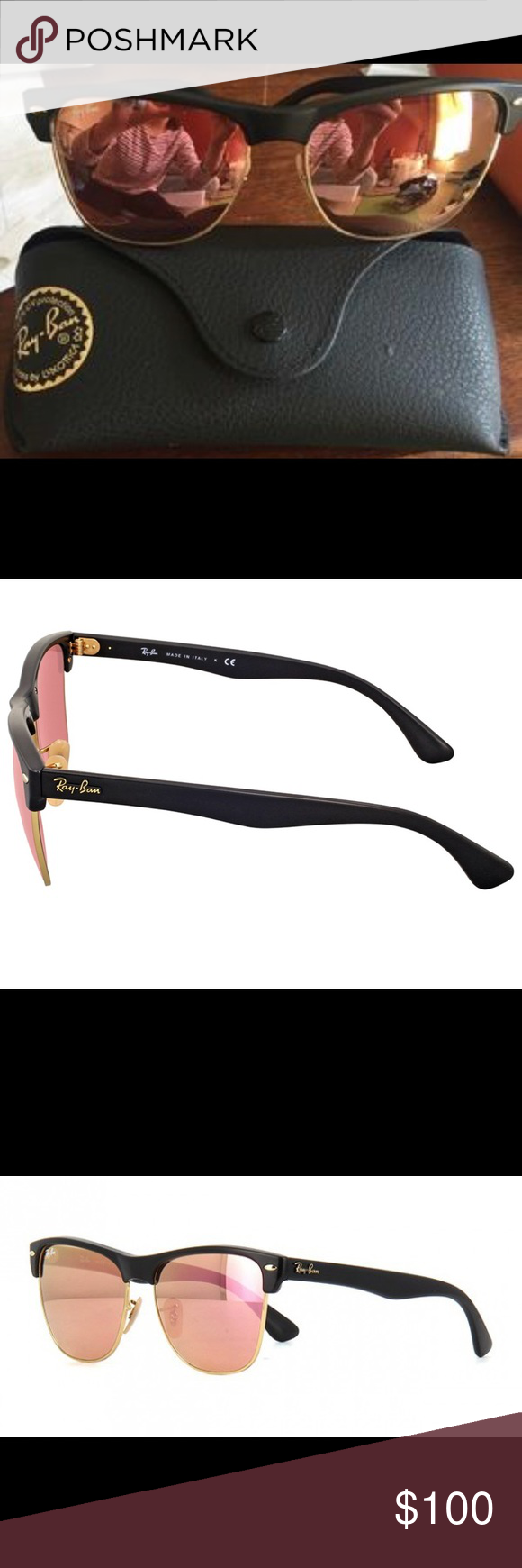 Ray-Ban Style Oversized Square 96 Rose Gold detail 2
