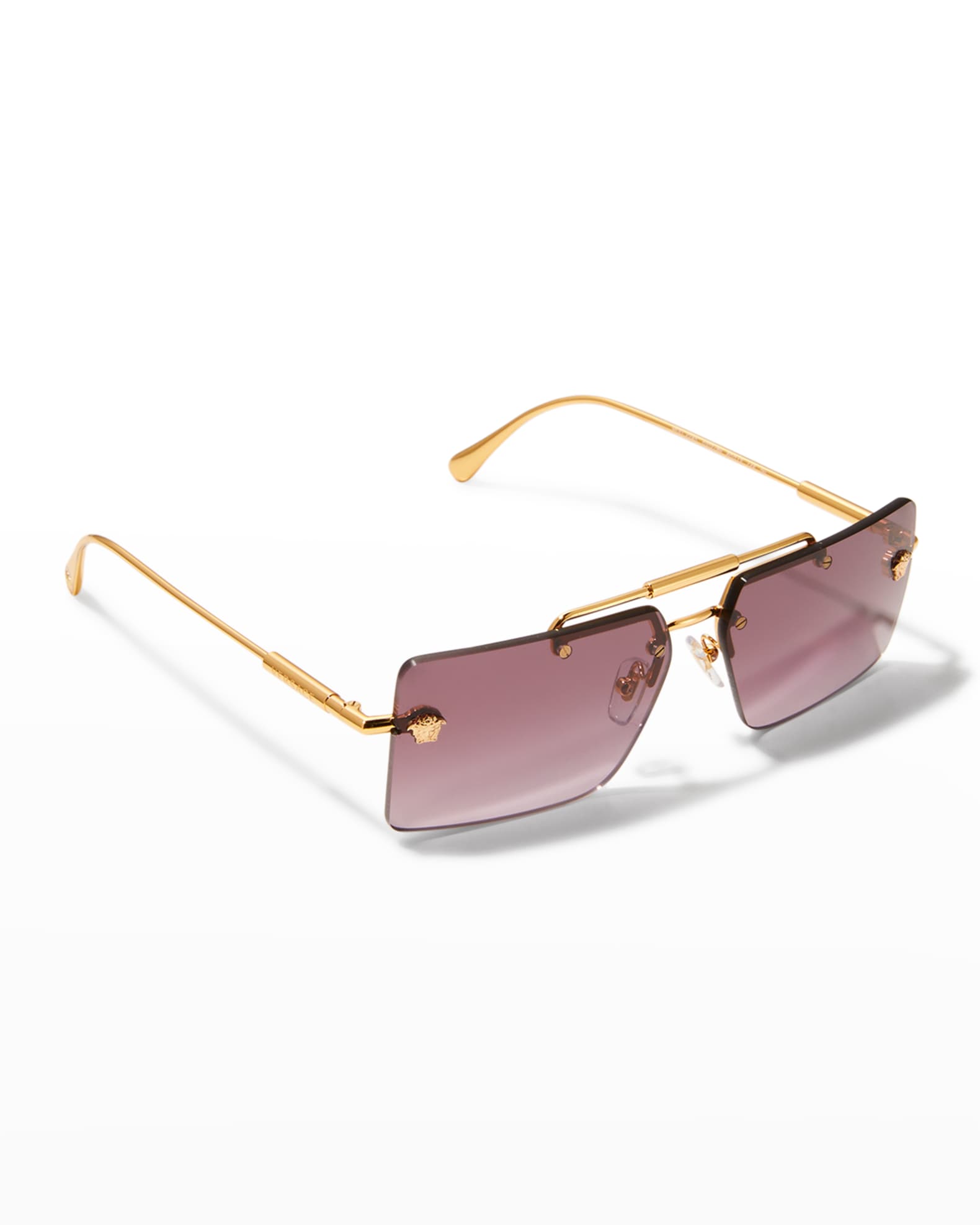 Versace Style Rimless Rectangle 101 Amber Gradient detail 2