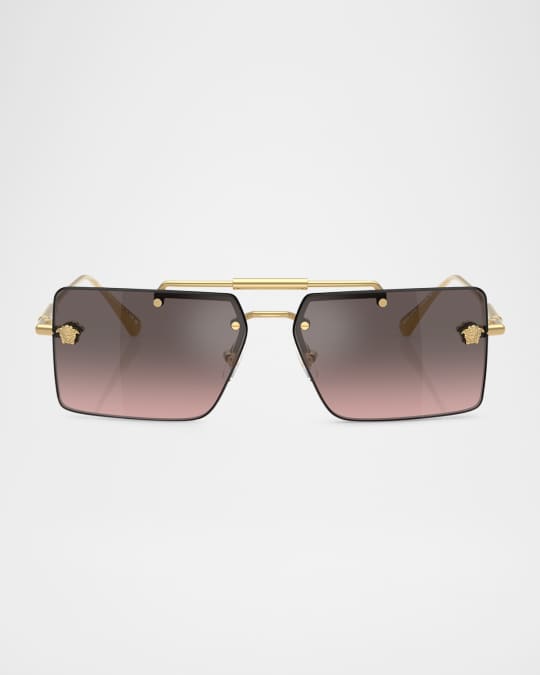Versace Style Rimless Rectangle 101 Amber Gradient detail 4