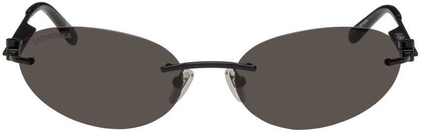 Balenciaga Style Rimless Rectangle 114 Matte Black detail 2