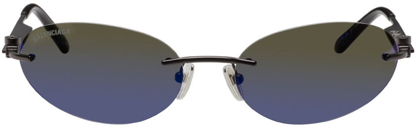 Balenciaga Style Rimless Rectangle 114 Matte Black detail 3