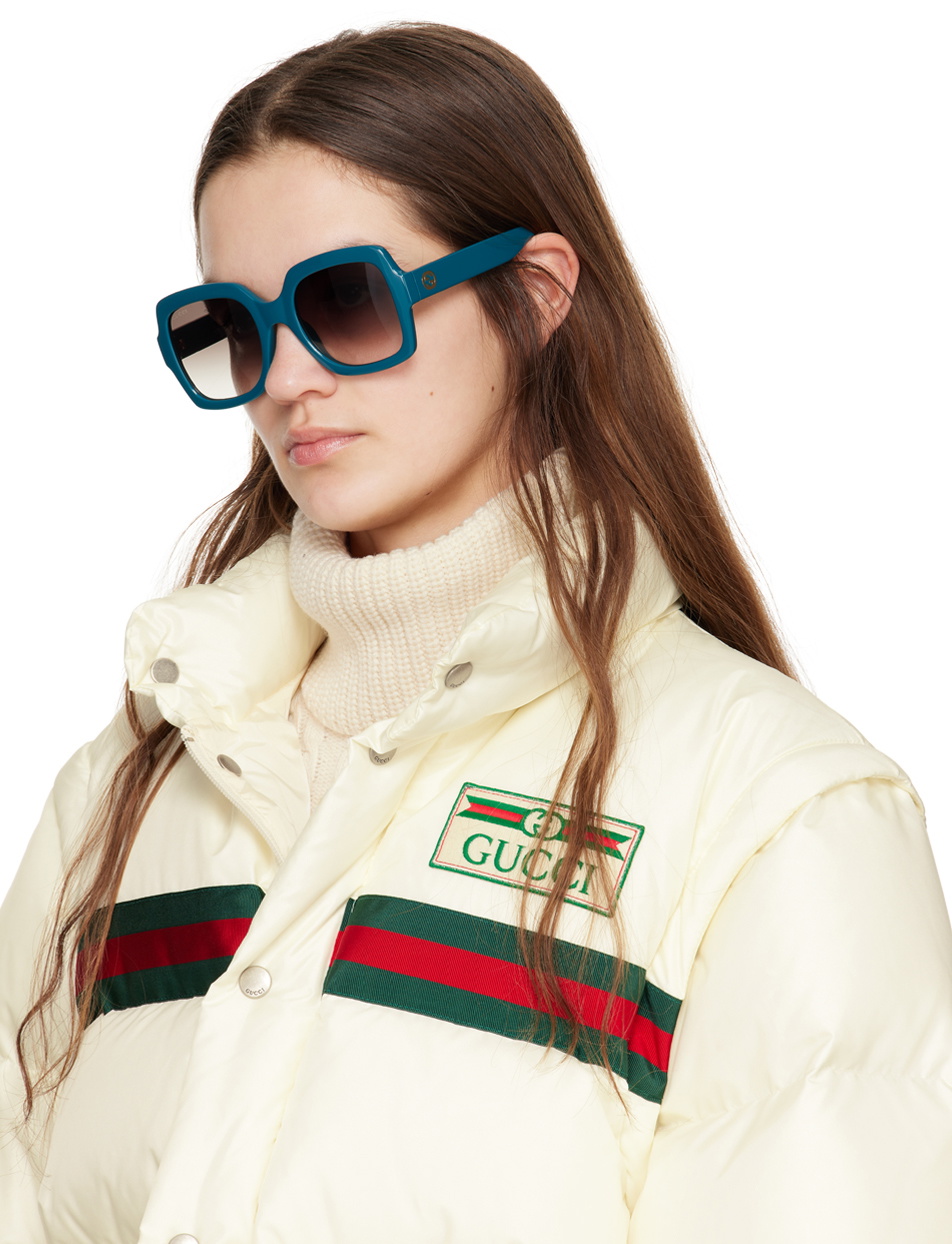 Gucci Style Oversized Square 116 Blue Mirror detail 3