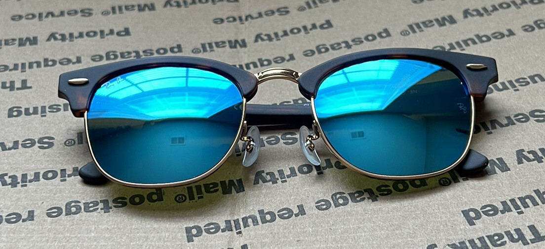 Cartier Style Clubmaster Round 144 Blue Mirror detail 3