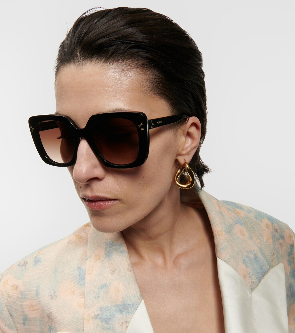 Celine Style Oversized Square 148 Silver Mirror detail 4