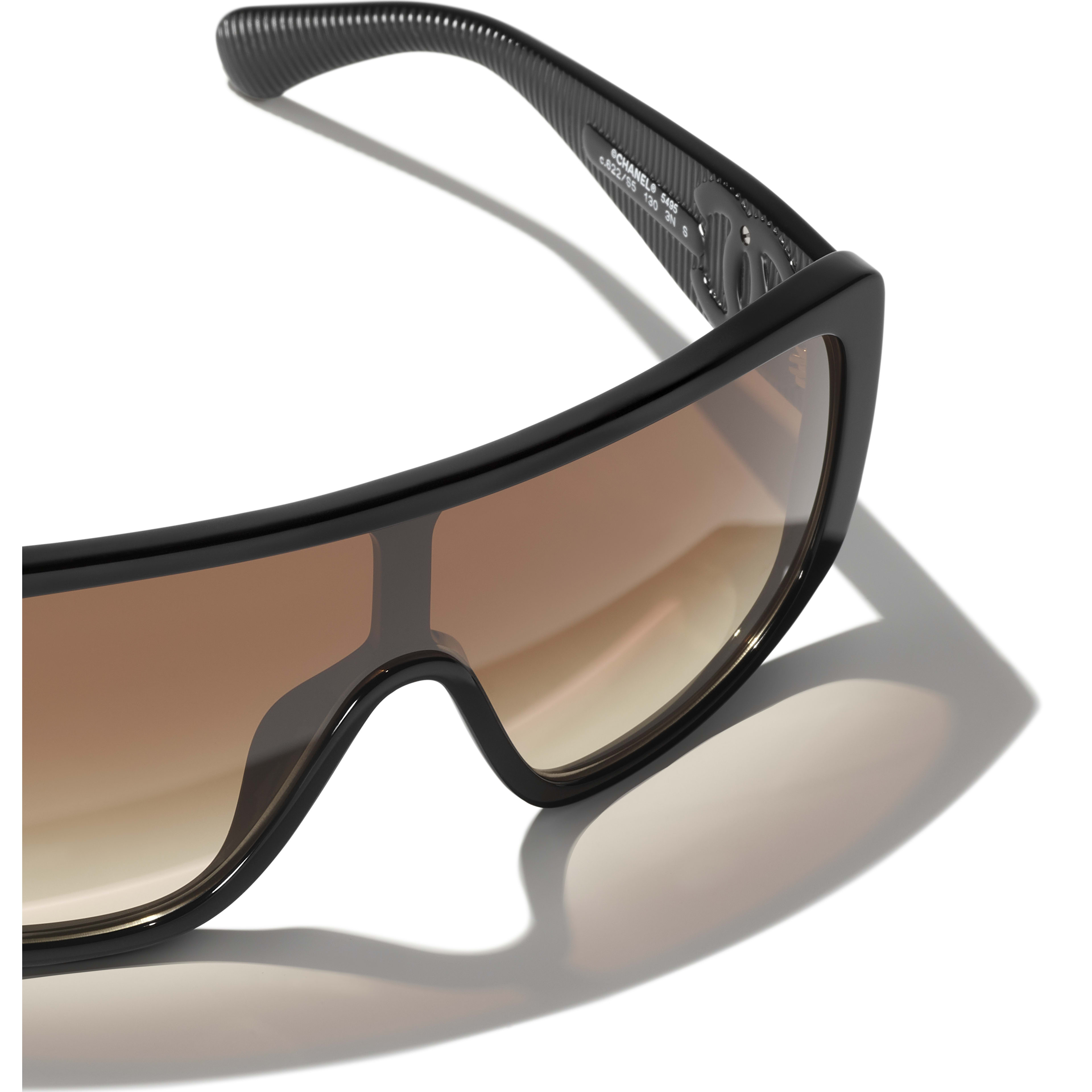 Chanel Style Shield Sunglasses 162 Matte Black detail 2