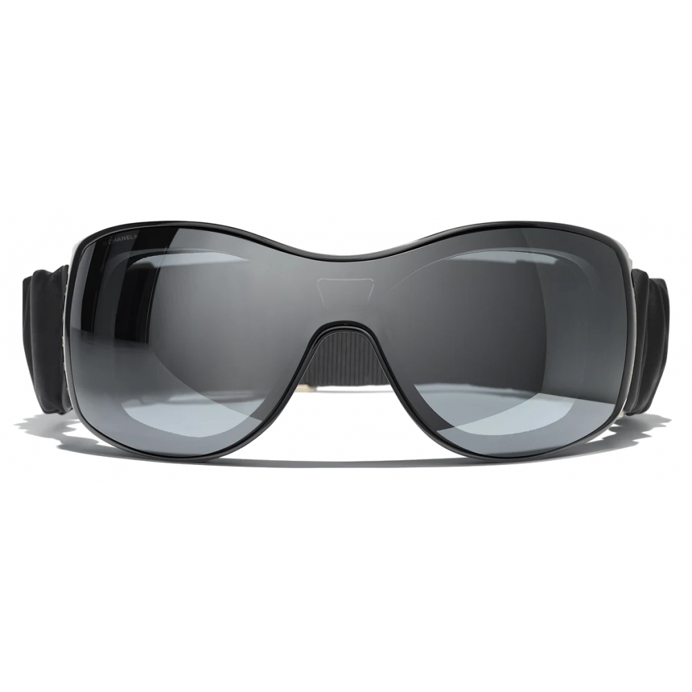 Chanel Style Shield Sunglasses 162 Matte Black detail 4