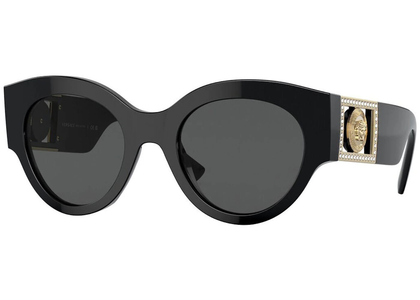 Versace Style Round Metal 201 Black / Gold detail 4