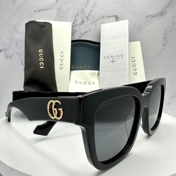 Gucci Style Retro Square 207 Black / Gold detail 2