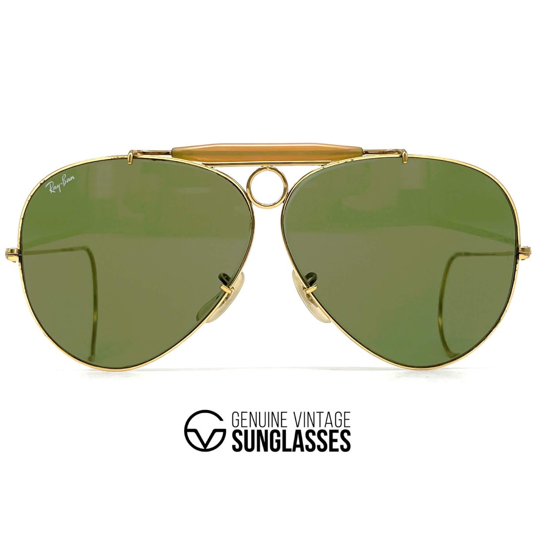 Vintage Ray-Ban Style Shooter Bausch & Lomb Gold / Green detail 2