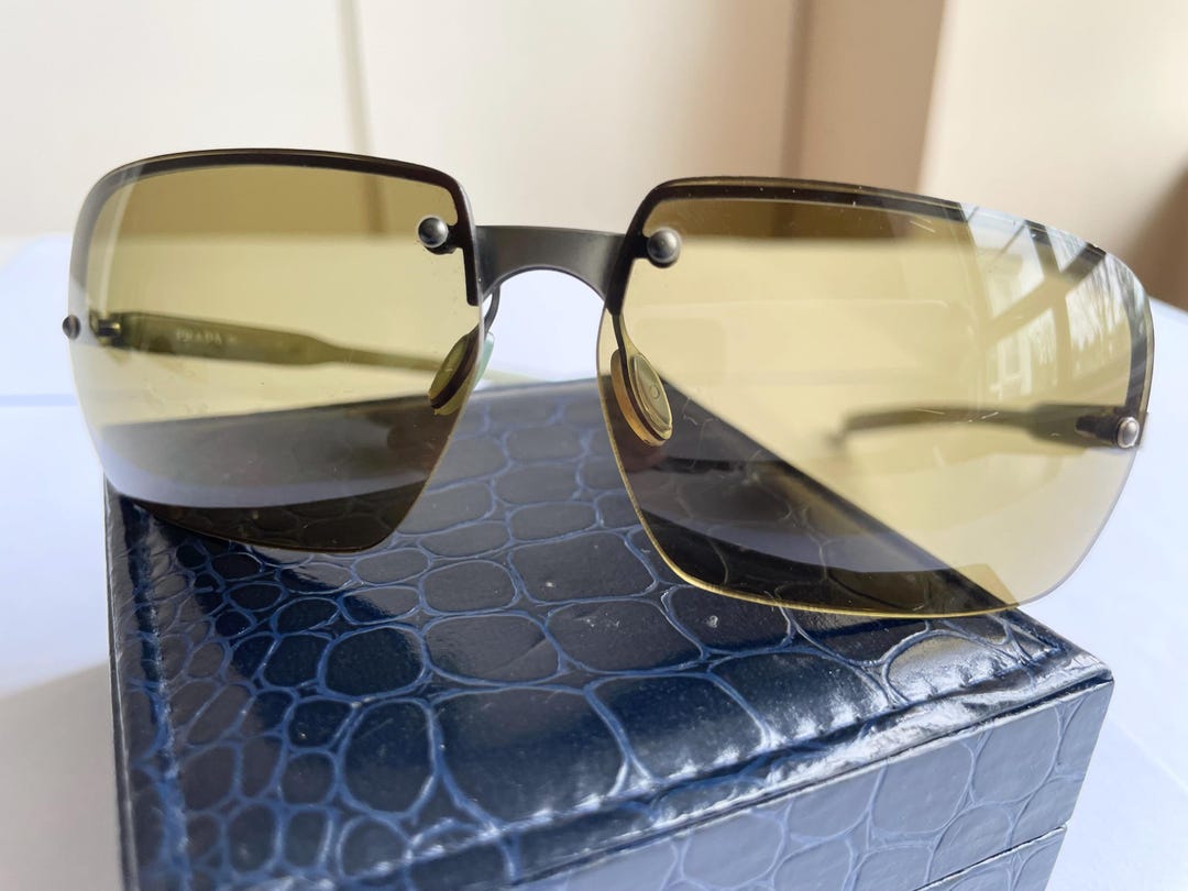 Prada Style Rimless Rectangle 238 Amber Gradient detail 3