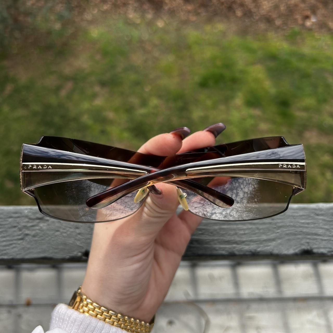 Prada Style Rimless Rectangle 238 Amber Gradient detail 4