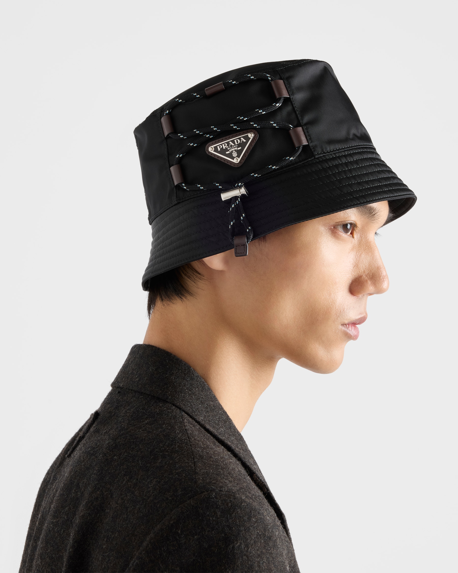 Prada Style Re-Nylon Bucket Hat Black detail 3