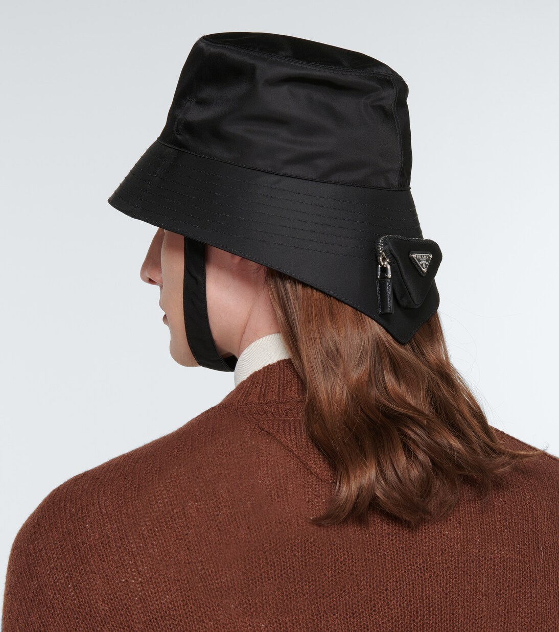 Prada Style Re-Nylon Bucket Hat Black detail 4