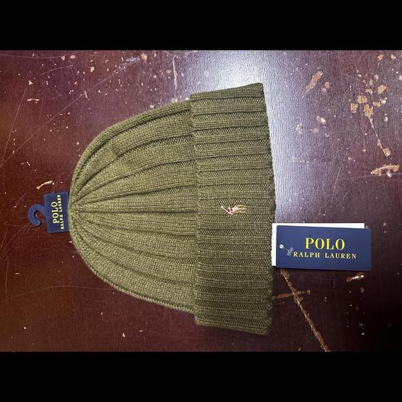 Polo Style Wool Beanie 61 Olive detail 3