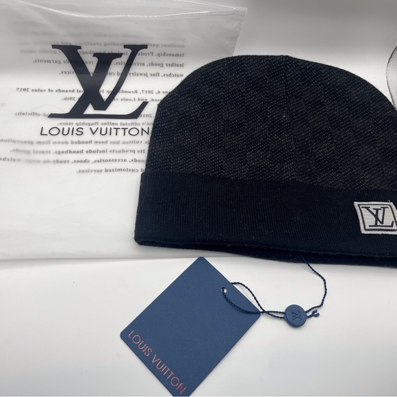 LV Style Wool Beanie 83 Charcoal detail 3