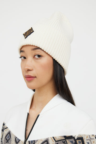 LV Style Wool Beanie 99 Cream detail 2