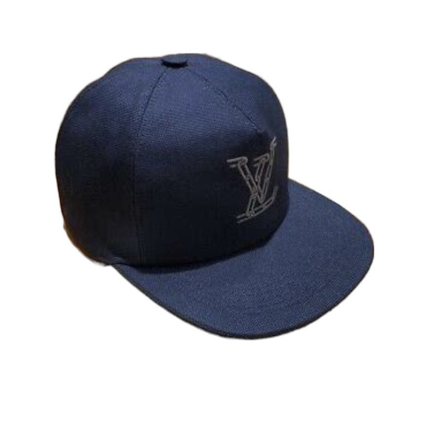 LV Style Box Logo Cap 115 Navy detail 2