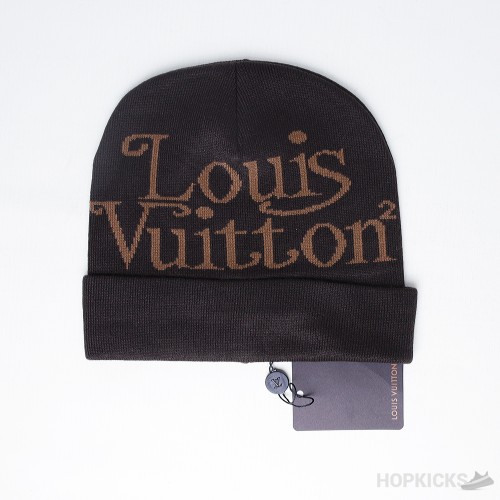 LV Style Cuffed Beanie 117 Chocolate detail 2