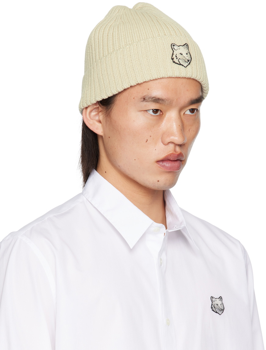 Aime Style Fox Head Beanie Ecru detail 2