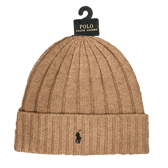 Polo Style Cuffed Beanie 174 Sand detail 2