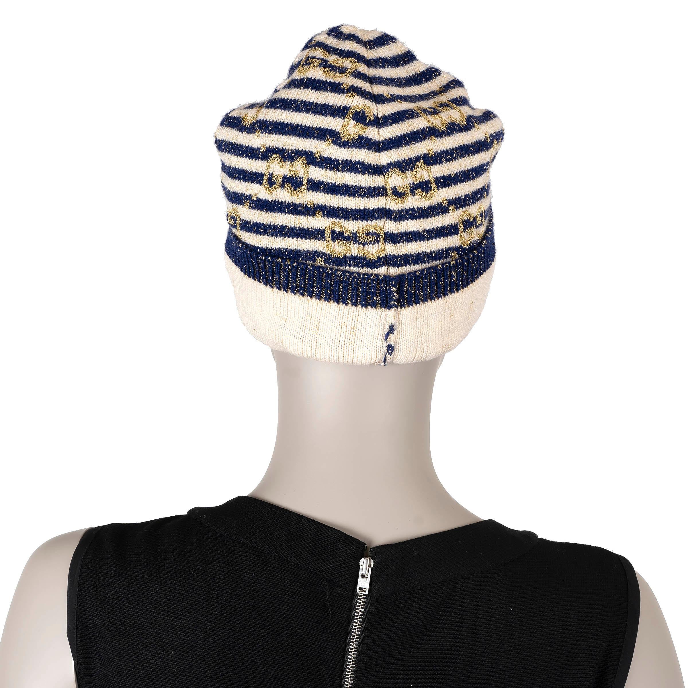 Gucci Style Wool Beanie 207 Navy detail 2