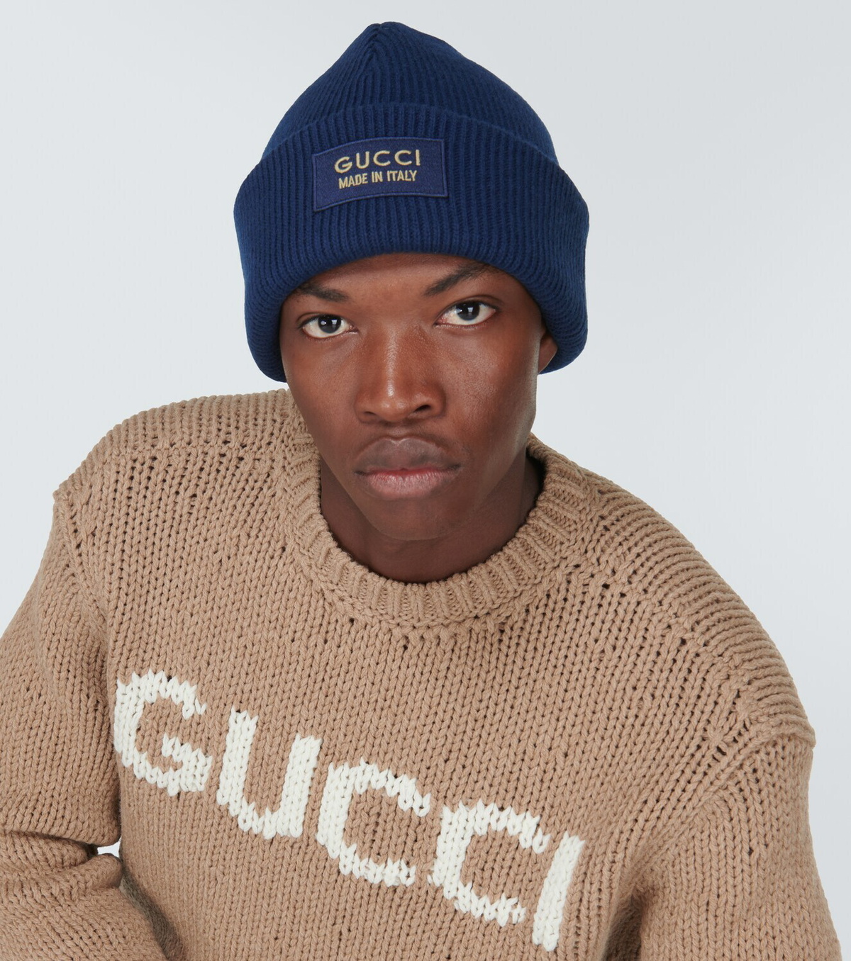 Gucci Style Wool Beanie 207 Navy detail 4