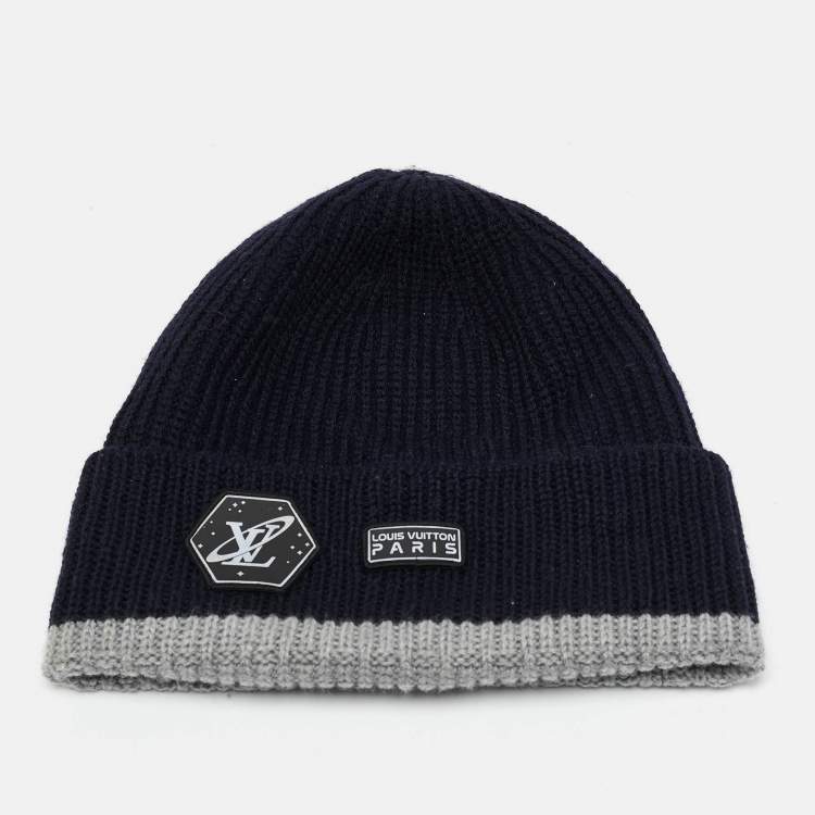 LV Style Wool Beanie 234 Navy detail 3