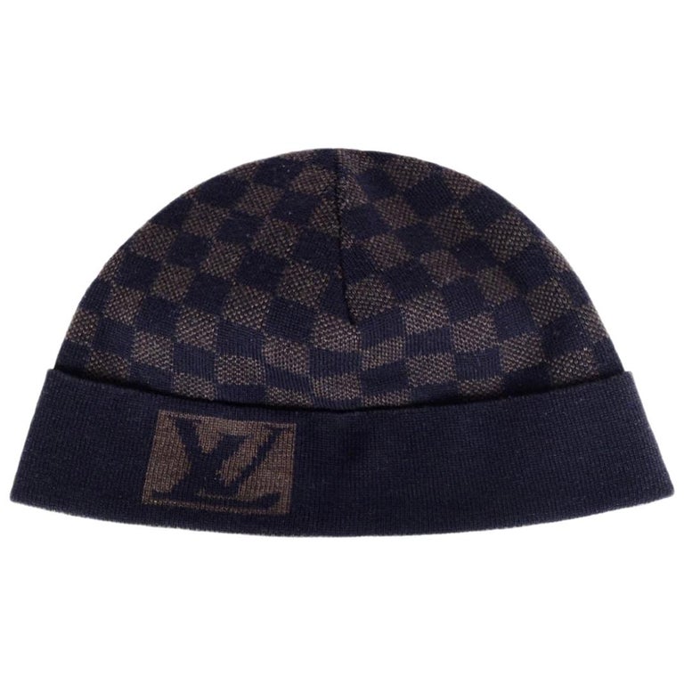 LV Style Wool Beanie 234 Navy detail 4